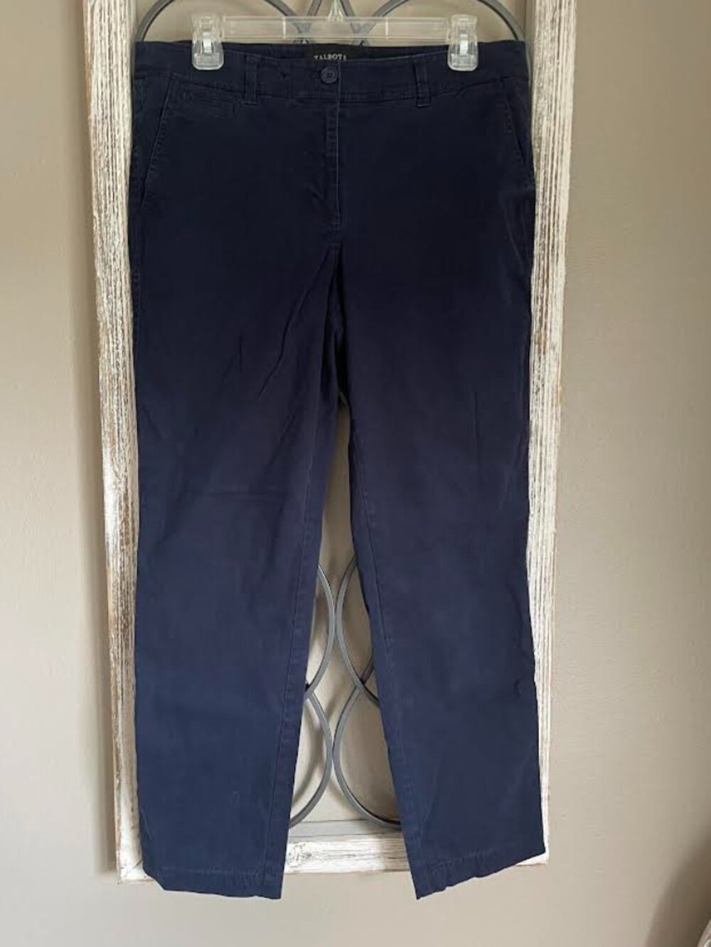 Talbots Navy Blue Chino Ankle Pants Flat Front Straight Leg Cropped 10P Petite